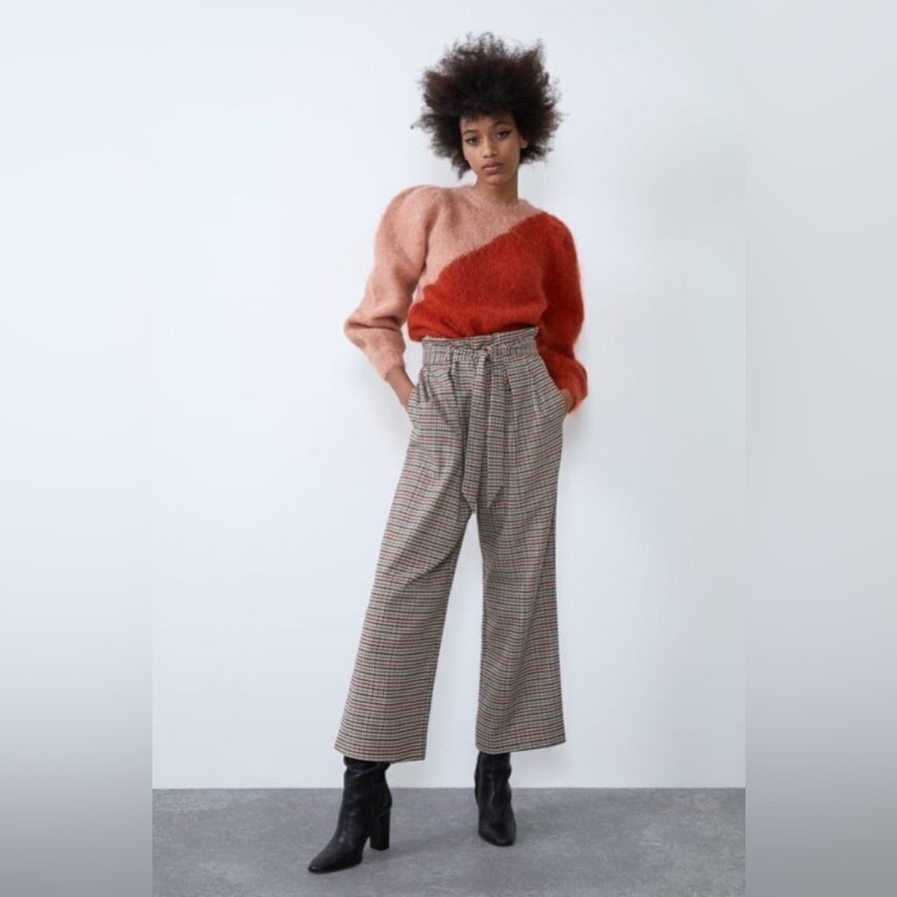 Zara Plaid Wide Leg Trousers
